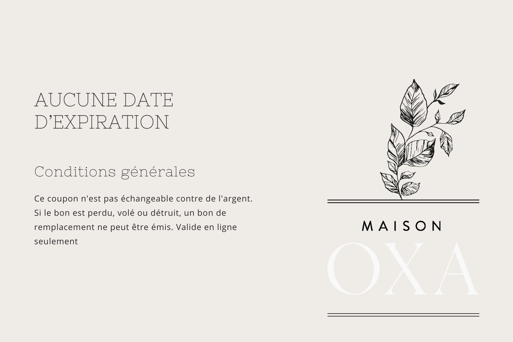Carte-cadeau Maison Oxa