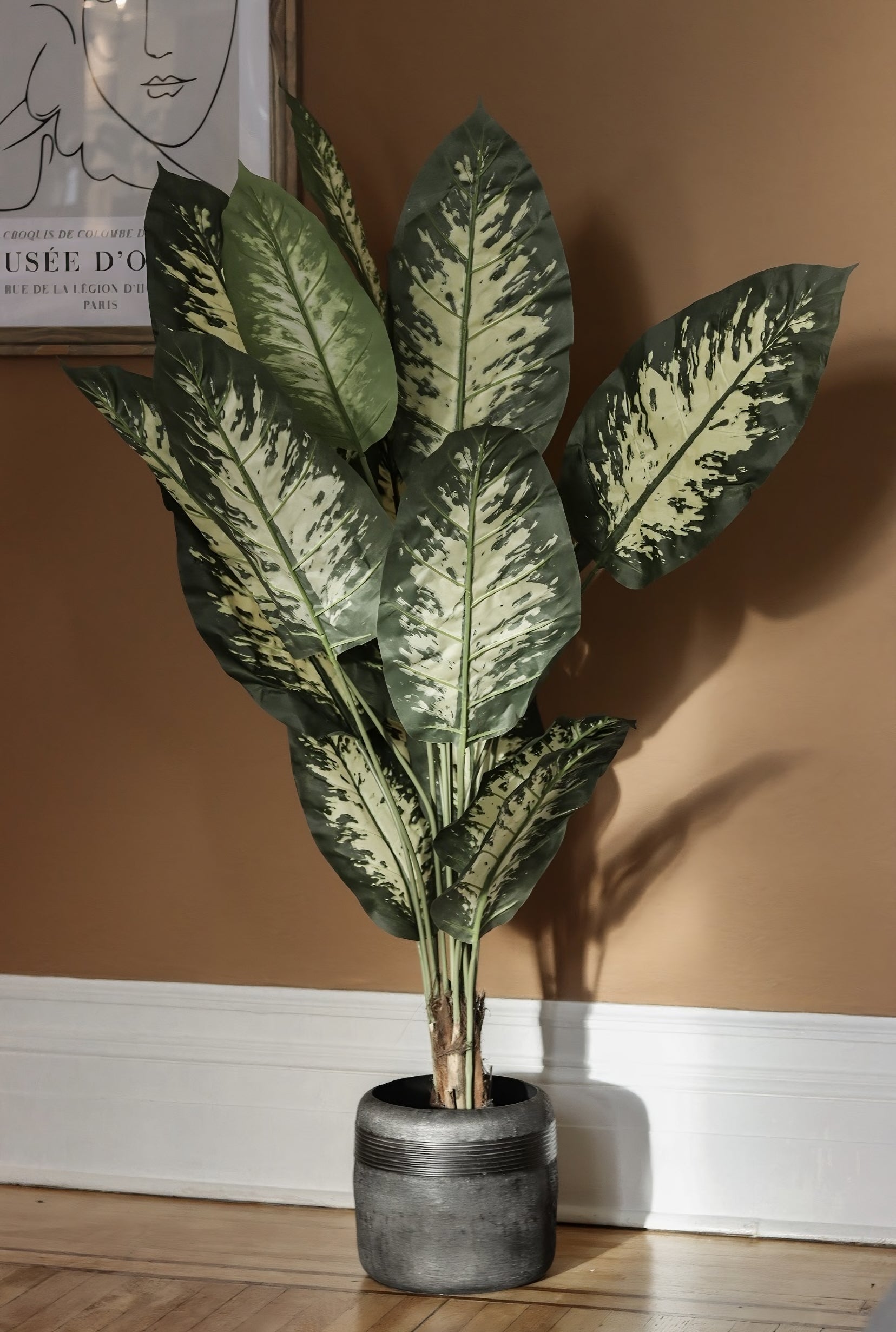 Gibby -Canne du muet (Dieffenbachia) artificielle en pot